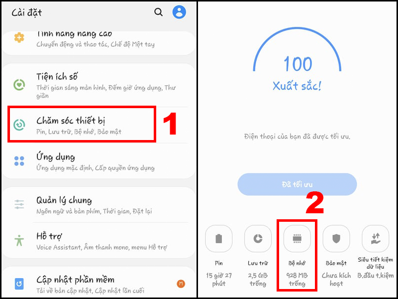 Kiểm tra dung lượng trên Android